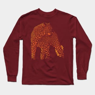 Cheetah orange silhoutte Long Sleeve T-Shirt